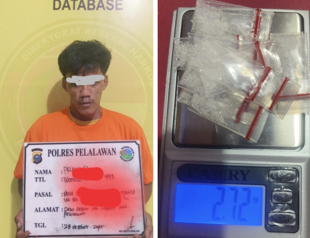 Pengedar sabu 17 paket ditangkap Opsnal Narkoba Polres Pelalawan (foto/Andy)